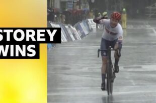 Sarah Storey crosses the finish line