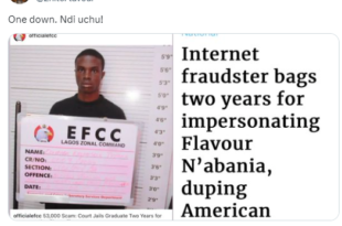 Singer Flavour reacts to news of man bagging two years jail term for impersonating him and defrauding an American of $53k