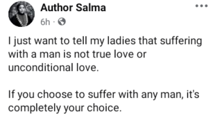 Suffering with a man is not true love or unconditional love - Nigerian author tells women