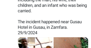 Truck driver crushes couple and their four children to d@ath in Zamfara