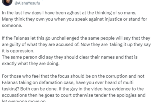 VDM: If the Falanas let this go unchallenged, the same people will say that they are guilty of what they were accused of - Aisha Yesufu