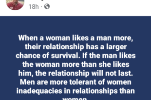 When a woman likes a man more, their relationship has a larger chance of survival - Nigerian man says