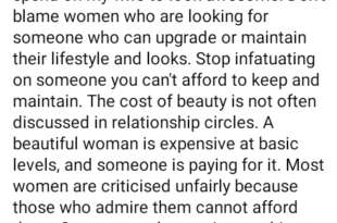 A beautiful woman is expensive. Stop desiring someone you can