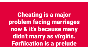 Cheating is a major problem facing marriages and it