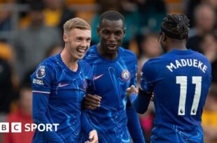 Enzo Maresca celebrates a Chelsea goal