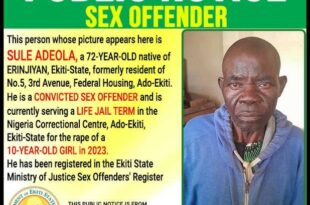 Convicted 72-year-old rapist who r3ped 10-year-old girl listed in Ekiti State s@x offenders? register