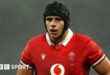 Dafydd Jenkins playing for Wales