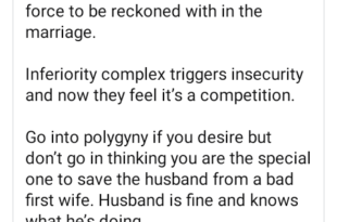 Don?t go in thinking you are the special one to save the husband from a bad first wife - Marriage therapist advises prospective second wives