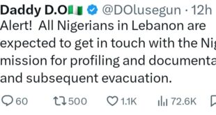 FG plans evacuation of Nigerians in Lebanon as Iran fires missiles at Israel