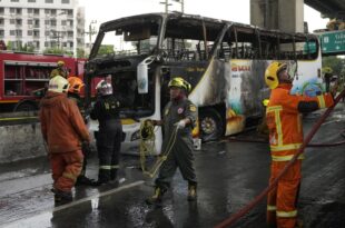 Fleeing driver hands himself to police following Thai school bus explosion that killed 23