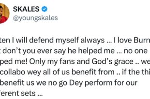 I love Burna but don?t you ever say he helped me. No one helped me! - Skales