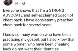 If I get evidence that my husband is cheating on me, I will cheat back - Nigerian feminist says