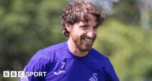 Joe Allen in Swansea training this season