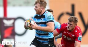 Cardiff lock Josh McNally in action against Scarlets