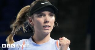 Katie Boulter celebrates at the 2024 Toray Pan Pacific Open event in Tokyo