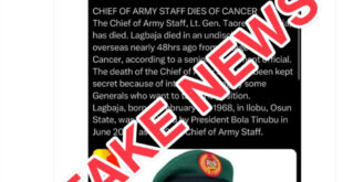 Nigerian Army denies Chief of Army Staff?s de@th rumor