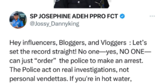 No one can just order the police to make an arrest - FCT police spokesperson, Josephine Adeh tells Nigerians