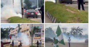 Police fire teargas at protesters in Abuja (videos)