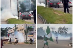 Police fire teargas at protesters in Abuja (videos)