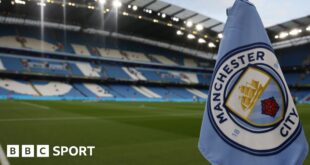 A Manchester City corner flag at the Etihad Stadium