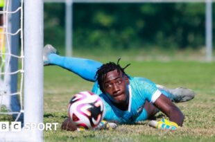 Sammy Harvey in action for his country