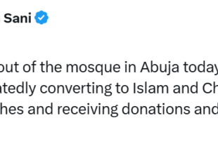 Shehu Sani recounts how a man was chased out of the mosque in Abuja after being recognised as repeatedly converting to Islam and Christianity