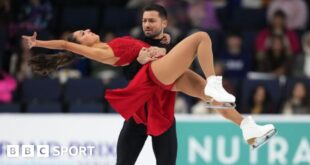 Lewis Gibson lifts up Lilah Fear during their performance