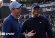 Rory McIlroy and Tiger Woods pictured during the Genesis Invitational in 2024