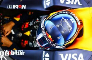 An aerial view looking into the cockpit of Sergio Perez's Red Bull at the US Grand Prix