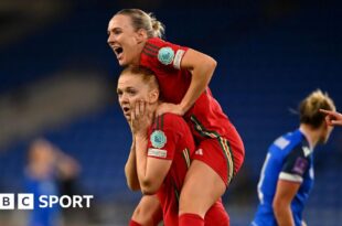 Ceri Holland celebrates her winning goal