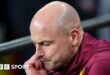 A pensive England interim manager Lee Carsley during the Wembley defeat against Greece