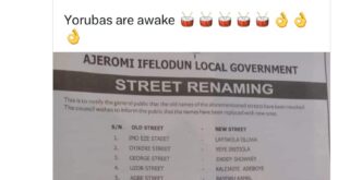 Ajeromi Ifelodun LGA of Lagos state allegedly kickstarts move to rename streets named after non-indigenes