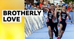 Alistair Brownlee helps his exhausted brother Jonny over the finish line in a dramatic end to the Triathlon World Series in Mexico in 2016.