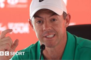 Rory McIlroy speaking to the media at the HSBC Abu Dhabi Championship