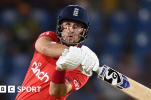 England's Liam Livingstone bats against West Indies in St Lucia