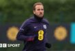 England captain Harry Kane in training