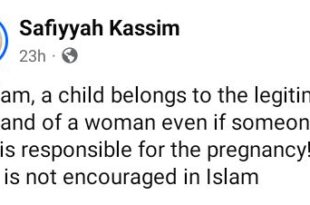 In Islam, a child belongs to the husband of a woman even if someone else is responsible for the pregnancy - Muslim woman says