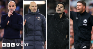 Split picture of Manchester City boss Pep Guardiola, Chelsea manager Enzo Maresca, Arsenal boss Mikel Arteta and Brighton manager Fabian Hurzeler