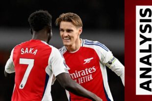 Bukayo Saka & Martin Odegaard embrace