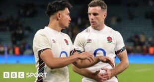 George Ford looks on after missing a drop-goal to beat New Zealand