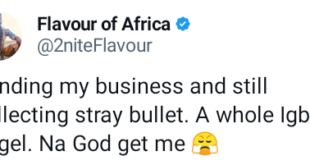 "Minding my business and still collecting stray bullet" - Singer Flavour reacts as man reveals plan to hide Miss Universe Africa, Chidinma Adetshina from him