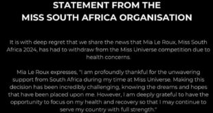 Miss South Africa, Mia le Roux withdraws from Miss Universe due to health concerns