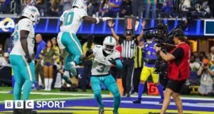 Tyreek Hill celebrating a touchdown with team-mate Odell Beckham JR