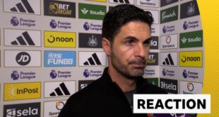 Watch Arsenal manager Mikel Arteta's post-match interview after his side's 1-0 defeat at Newcastle