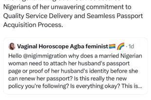 Nigeria Immigration denies asking married women to attach their husband?s passport page or proof of her husband?s identity before she can renew their passport