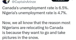 Nigerians are relocating to Canada because of snow - Nigerian man says as he compares unemployment rate in Canada to Nigeria