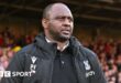 Patrick Vieira during a Premier League match while in charge of Crystal Palace.