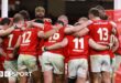 Wales players in a huddle after defeat to Australia