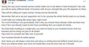 Where are their husbands?  - Nigerian woman asks as she decries trend of married women hustling and running multiple businesses