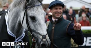 Al Dancer with trainer Sam Thomas after winning at Wincanton